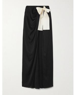 Saint Laurent Bow-Detailed Silk-Charmeuse Maxi Skirt - Schwarz