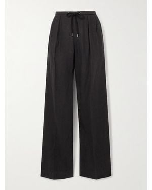 James Perse Pleated Linen Wide-Leg Trousers - Black