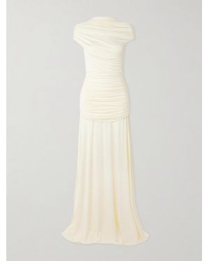 Self-Portrait Open-Back Draped Stretch-Jersey Maxi Dress - White