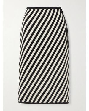 Posse Darcy Striped Pima Cotton Midi Skirt - White