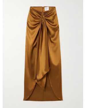 Galvan London De Lovie Asymmetric Satin Maxi Skirt - Natural