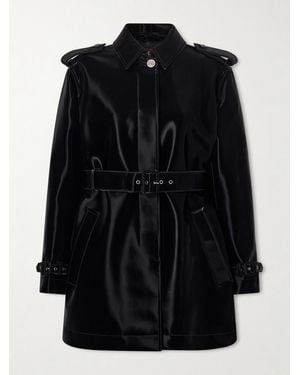 Gucci Belted Glossed-Leather Trench Coat - Black