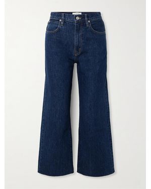 SLVRLAKE Denim Grace Cropped Frayed Mid-Rise Wide-Leg Jeans - Blue