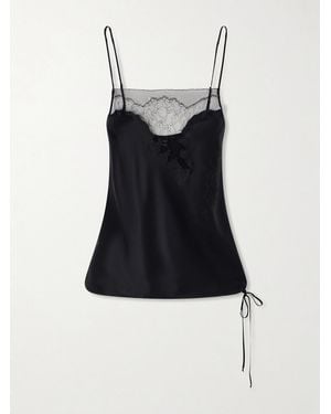 Carine Gilson Lace-Trimmed Silk-Satin Cami - Blue