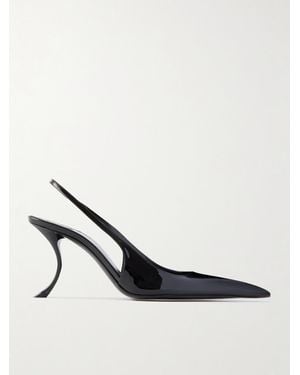 Saint Laurent Apolline Patent-Leather Slingback Pumps - Black