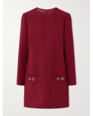 Gucci Horsebit-Embellished Wool-Crepe Mini Dress - Red