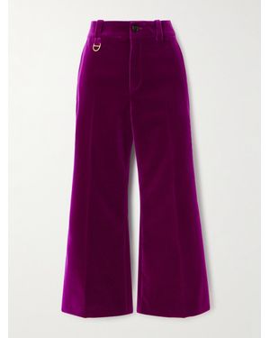 Chloé Cropped Cotton-Velvet Bootcut Trousers - Purple