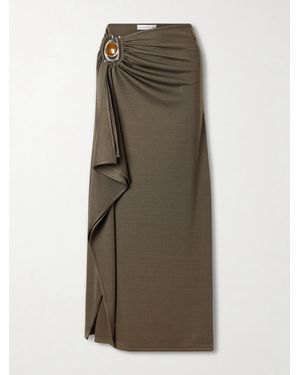 Christopher Esber Occhio Embellished Ribbed-Jersey Maxi Skirt - Green