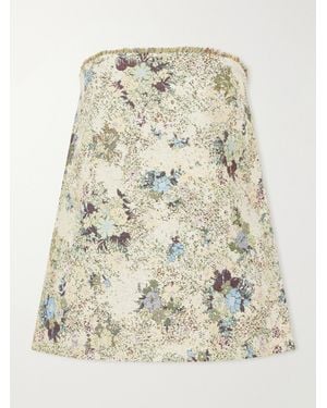 ALÉMAIS Whitney Strapless Floral-Jacquard Bustier Top - Natural