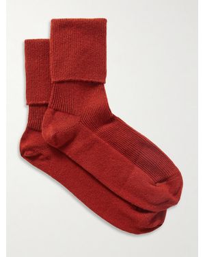 Johnstons of Elgin Ribbed Cashmere Socks - Red