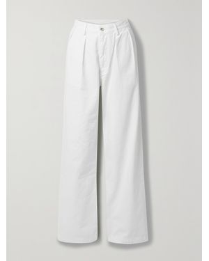 Denimist Blair Pleated Cotton-Twill Wide-Leg Trousers - White