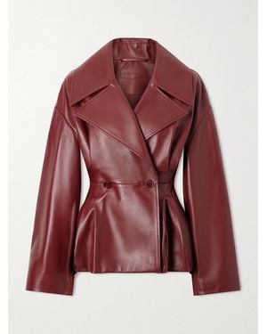 Balenciaga Pleated Leather Jacket - Red