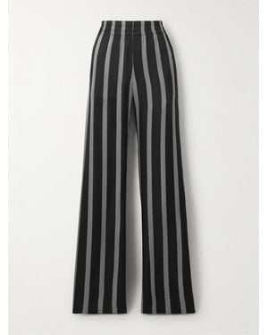 Anine Bing Soto Striped Silk-Blend Twill Wide-Leg Pants - Black
