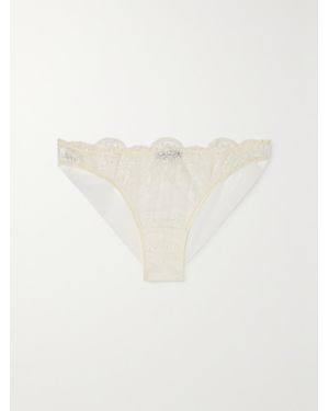 I.D Sarrieri Net Sustain Tubereuse Blanche Scalloped Embroidered Tulle Brazilian Briefs - Natural