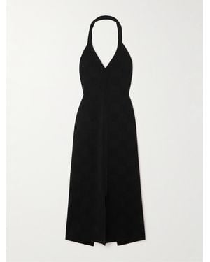 High Sport Amalia Halterneck Jacquard-Knit Midi Dress - Black
