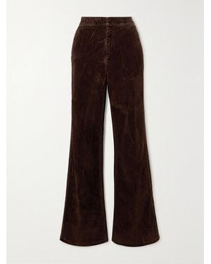 Loewe Stretch-cotton Velvet Straight-leg Trousers - Brown