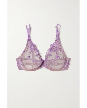 I.D Sarrieri Net Sustain Colette Embroidered Tulle Soft-Cup Triangle Bra - Purple