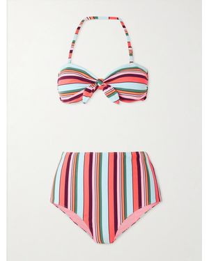 lemlem Ava + Elsi Printed Ribbed Bikini - Red