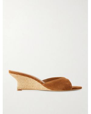 STAUD Brigitte Mules Aus Veloursleder Mit Keilabsatz - Natur