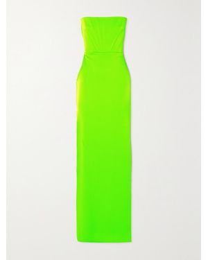 Alex Perry Benton Strapless Neon Satin-Crepe Maxi Dress - Green