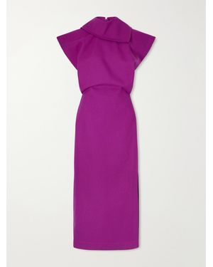 Issey Miyake Calligraph Layered Worsted-Wool Maxi Dress - Purple