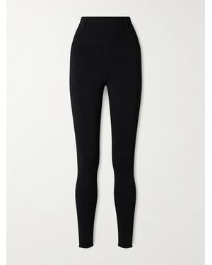 Alaïa Paneled Ribbed-Knit And Stretch-Jersey Leggings - Black