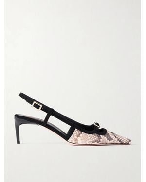 Roger Vivier Snake-Effect 55 Leather Slingback Court Shoes - Natural