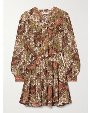 Ulla Johnson Maris Pleated Paisley-Print Silk Crepe De Chine Mini Dress - Natural