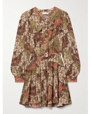 Ulla Johnson Maris Pleated Paisley-Print Silk Crepe De Chine Mini Dress - Natural