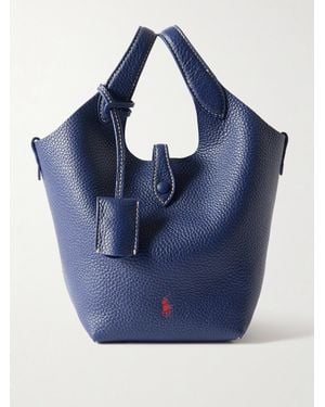 Polo Ralph Lauren Polo Play Small Textured-Leather Tote - Blue
