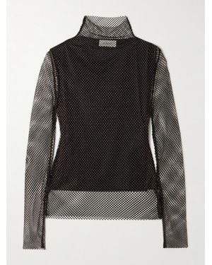 Sportmax Gerrarda Stehkragenoberteil Aus Mesh Mit Kristallen - Schwarz