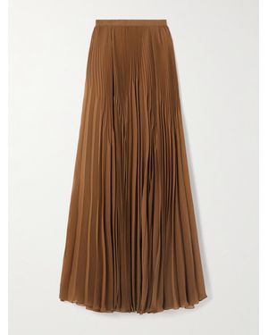 Ralph Lauren Marsha Pleated Chiffon Maxi Skirt - Brown
