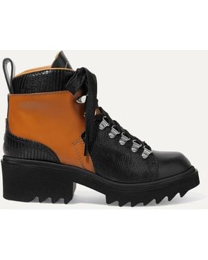 Chloé Bella Panelled Lizard-Effect Leather Ankle Boots - Black
