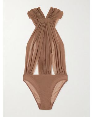 Rick Owens Miami Gathered Cotton-Jersey Bodysuit - Natural