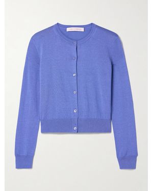 Carolina Herrera Silk And Cotton-Blend Cardigan - Blue