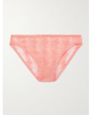 Eres Fleur Du Sel Embroidered Stretch-Tulle Briefs - Pink