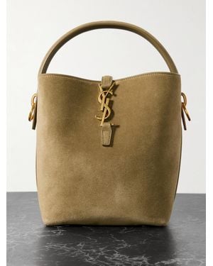 Saint Laurent Le 37 Kleine Beuteltasche Aus Veloursleder - Natur