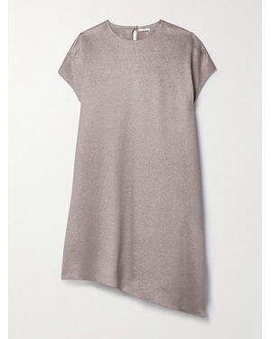 FFORME Angee Asymmetric Metallic Cloqué Mimi Dress - Grey