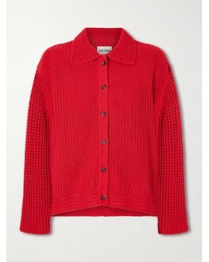 Escvdo Solar Open-Knit Cotton Cardigan - Red