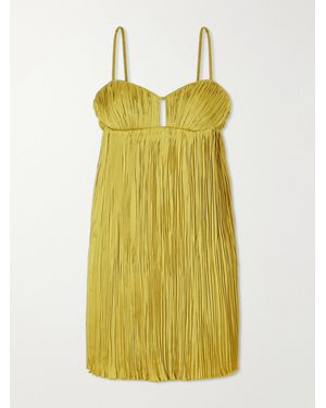 Aflalo Siren Plissé Mini Dress - Yellow
