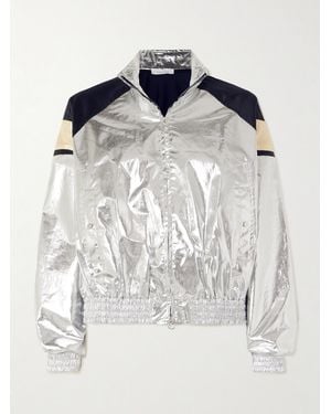 Rabanne Metallic Satin-Trimmed Coated Cotton-Blend Jacket - Blue