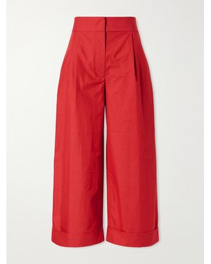 Proenza Schouler Talla Cotton-Blend Wide-Leg Trousers - Red