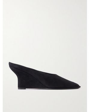 TOTEME Velvet Wedge Mules - Black