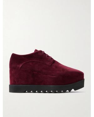 Stella McCartney Elyse Velvet Platform Brogues - Red