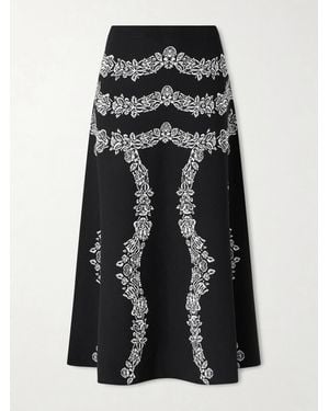 Ulla Johnson Valencia Floral-Jacquard Midi Skirt - Black