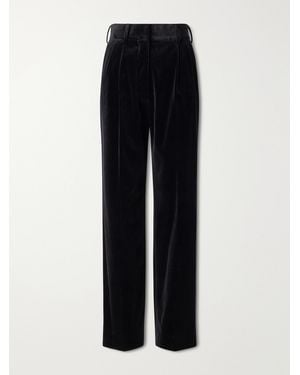 Blazé Milano Fox Straight-Leg Cotton-Velvet Trousers - Black