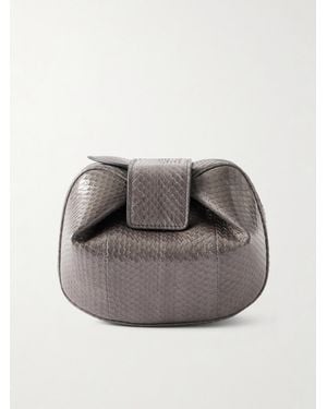 Gabriela Hearst Soft Demi Snakeskin Clutch - Grey