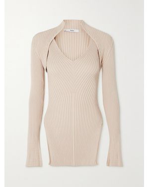 Safiyaa Nouvel Ribbed-Knit Jumper And Tank Set - Pink