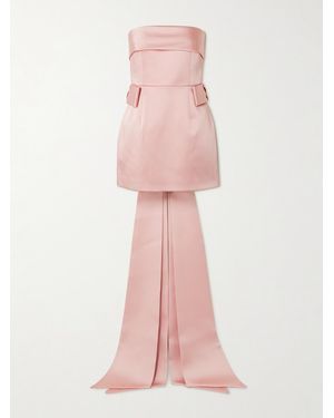 The New Arrivals Ilkyaz Ozel Lalani Strapless Bow-Embellished Duchesse-Satin Mini Dress - Pink