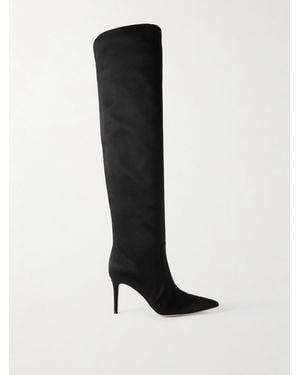 Gianvito Rossi Hansen 85 Overknees Aus Glänzendem Crêpe - Schwarz